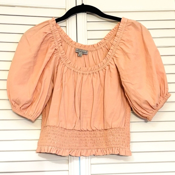 Wishlist Apparel Pink Puff Sleeve Crop Top Blouse Size Small S - Picture 1 of 5